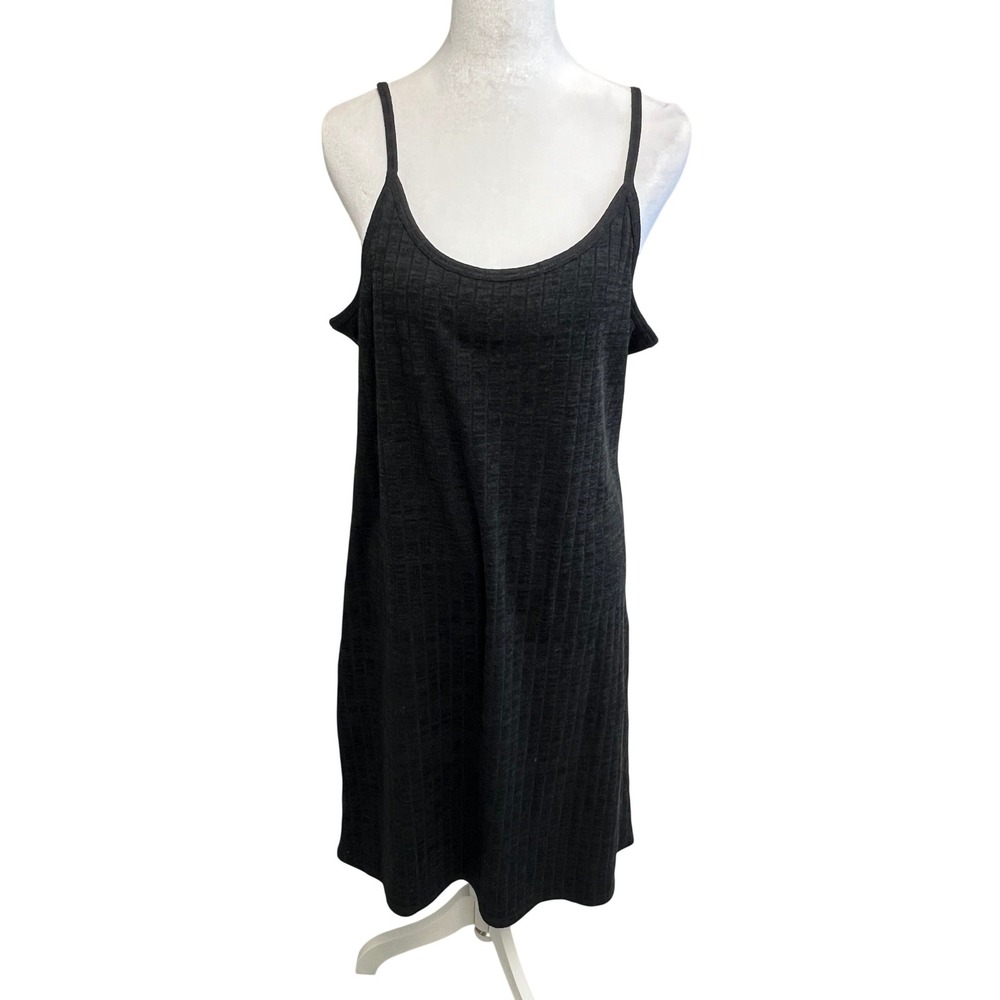 Ekouaer Ribbed Knit Slip Dress Grey Sz L Loungewear Cozy Basic Neutral Soft Girl